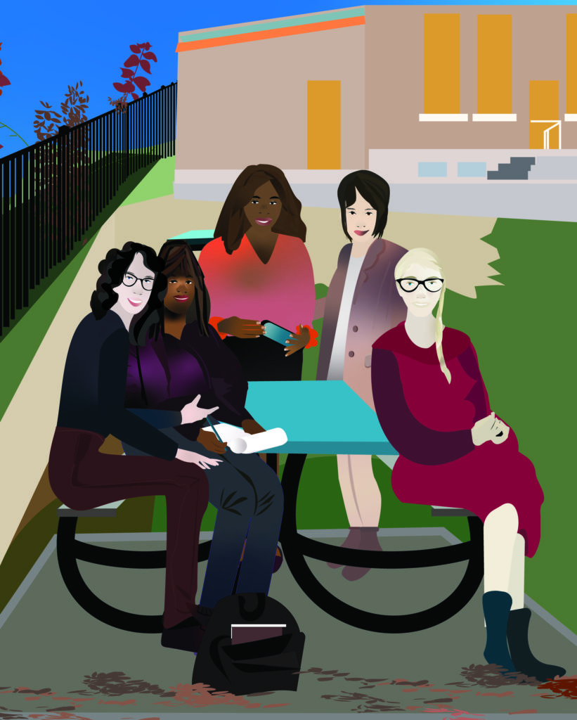 This is a portrait of Community Based Doulas as the team would meet regularly at this picnic bench for a year to discuss their vision for this program, and this setting is recognizable to them as a part of their story.