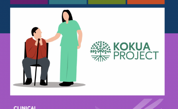 Cover of the Toolkit for Interdisciplinary Training to Improve Geriatric Care in Rural Areas by The Kokua Project including a healthcare provider talking to an older adult patient with their hand on their shoulder.